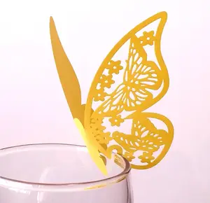 2023 3d Butterfly Decoration Laser Wall Hallow Sticker Celebration Party Laser Cut Wine Cup Card
