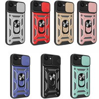 Coque de téléphone antichoc en TPU et PC avec fenêtre coulissante pour iPhone 16E, support magnétique pour voiture, vente chaude