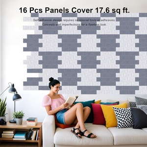 Paneles decorativos de ladrillo acústico autoadhesivo de <span class=keywords><strong>Luna</strong></span> y gris plateado, bloqueador de ruido, azulejos de pared de fieltro para el hogar, oficina y sala de juegos - Product Image 3
