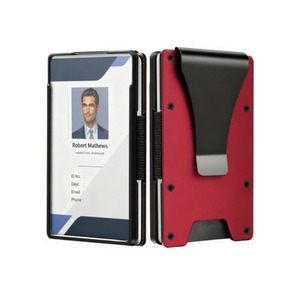Custom Branded RFID Aluminum Minimalist ID Badge <b>Card</b> <b>Wallet</b> with Money Clip <b>for</b> Corporate Business Employee <b>Card</b> <b>Holder</b> - Product Image 1