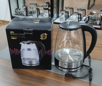 Bouilloire électrique en verre pour usage domestique, grande capacité, verre borosilicate de haute qualité, arrêt automatique, théière transparente, cadeau