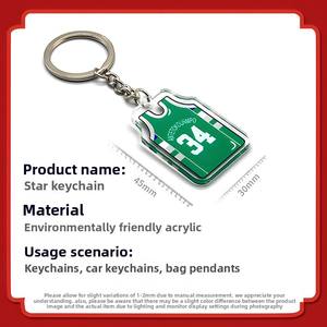 Porte-clés pendentif maillot minimaliste en acrylique <span class=keywords><strong>HD</strong></span> <span class=keywords><strong>NBA</strong></span> Kobe Curry James, souvenir pour fan de basketball, cadeau - Product Image 4