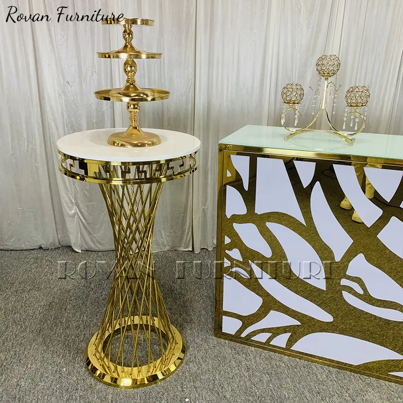 Speciale Ontwerp Mesh Tafel Been Hoge Kwaliteit Metalen Goud Wedding Cocktail Bar Tafel Voor Party En Evenementen Event Voor Verkoop