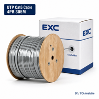 Kabel LAN Cat6 UTP Tembaga Berlapis Aluminium/Tembaga Telanjang 305M 4 Pasang 6.0mm Jaket PVC PE dengan Warna Kustom