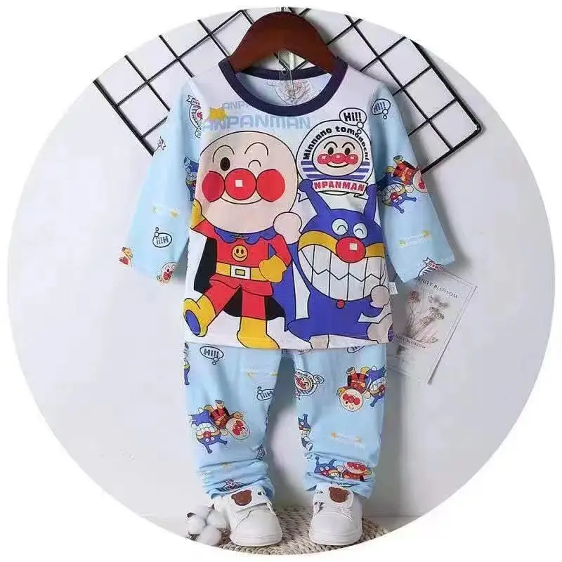 Custom all over printing cute baby boy nightwear 3/4 sleeve tshirt with pants OEM cotton blend 2 piece pajama sets for kids
