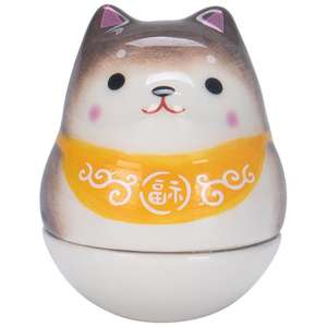 לנדה בסגנון יפני מתנה קרמי המכונית קישוט, חיית מחמד פרח בר מזל דמות בלתי שביר, אפור בהיר - Product Image 5