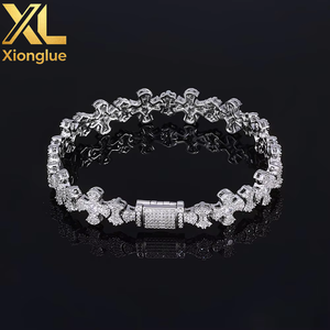 Luxury 12mm <b>Copper</b> Alloy Bangle for Unisex Full Cubic Zircon <b>Bracelet</b> Cross Design Iced Out Jewelry - Product Image 2