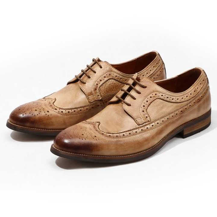 Phenkang mens leather shoes genuine leather oxford shoes for men luxury dress shoes slipon wedding shoes leather brogues