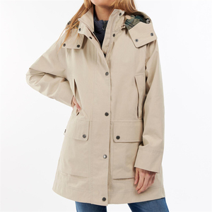 Classical Plain Custom Design Funnel Neck Detachable Hood Trench <strong>Coats</strong> Jacket Versatile Hand <strong>Warmer</strong> Pockets Women's <strong>Coat</strong> - Product Image 2