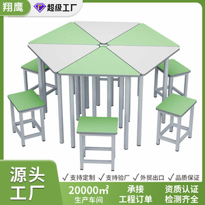 Ensemble bureau et chaise hexagonaux Lin Ying pour étudiants, style moderne minimaliste, matériau de la planche : 6 ensembles - Product Image 5