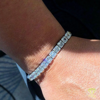 Pulsera de Moissanita de Lujo con Corte Asscher, Estilo Diamante Brillante y Elegante Acabado en Oro Blanco para Mujer