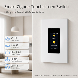 Interruptor de Pared Inteligente Zemismart Tuya Zigbee con Pantalla, 2 Canales, Monitoreo de Energía, <span class=keywords><strong>Mini</strong></span>, Estándar Estadounidense, Cable Neutro, Compatible con Alexa y <span class=keywords><strong>Google</strong></span> <span class=keywords><strong>Home</strong></span> - Product Image 2