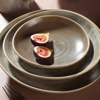 YAYU Vente en gros d'usine OEM Assiette plate à steak pour la décoration de la maison de qualité hôtelière Assiette de restaurant Sashimi pour traiteur Assiette en céramique grise glaçure
