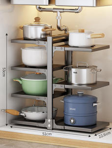 Estante de almacenamiento de cocina de varios niveles para uso doméstico, adecuado tanto para encimeras como para fregaderos, con doble cara para almacenar utensilios de cocina. - Product Image 2