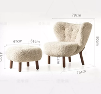 Fauteuil simple Petra, fauteuil d'appoint en tissu imitation laine d'agneau, fauteuil de loisirs vintage français pour salon, balcon et chambre