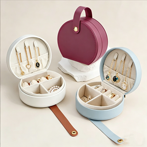 Eco-friendlyTailored High End Chic Arc Carry Sleek Portable Vegan Leather Jewelry <b>Storage</b> Companion - Product Image 3