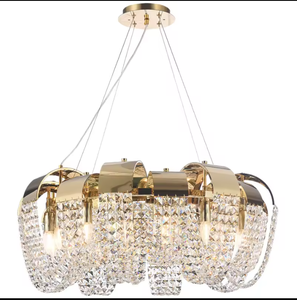 Zeal Lighting <b>Large</b> Design Led Ceiling <b>Lights</b> Hotel Design Gold Modern square Crystal Ribbon Chandelier - Product Image 6