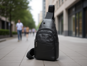 Borsa da petto da uomo in pelle con chiusura a cerniera, casual, per tutte le stagioni - Product Image 2