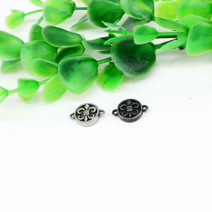 Composants de bijoux ronds en acier inoxydable yunnique avec motif Fleur de Lys pour la fabrication de bracelets, 12 mm, style rétro - Product Image 3