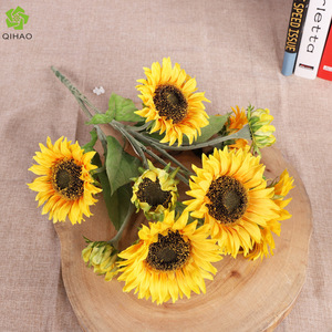 Ramo de Girasoles Artificiales, 9 Piezas, Amarillos, Flores de Seda de Alta Simulación, Decoración para Bodas y Hogar - Product Image 5