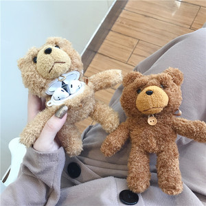 Airpod — étui de protection souple en peluche 3D, ours en peluche, avec crochet, design de dessin animé, pour <span class=keywords><strong>airpods</strong></span> 1 2 3 Pro - Product Image 1
