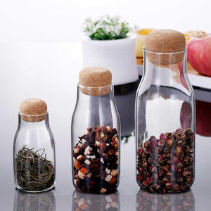Pot en verre avec <span class=keywords><strong>bouchon</strong></span> en liège, pots personnalisés, récipient alimentaire en verre, grande capacité, pot <span class=keywords><strong>de</strong></span> rangement en verre pour la cuisine - Product Image 4