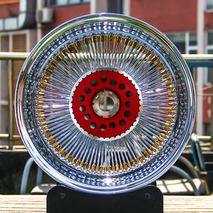 JZR109 Rueda de alambre de radios personalizada de 17 pulgadas Pulido Cromo Oro/Plata para Old <span class=keywords><strong>Cadillac</strong></span> Lowrider Vintage Car - Product Image 4