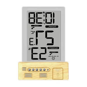 Fabrika sıcak satış dijital masa saati akıllı sessiz saat ekran sıcaklık takvim erteleme ışık ahşap çalar saat