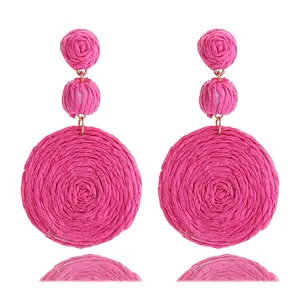 Crochet Earring,New Trendy Bohemia Beach Jewelry Accessories Colorful Straw Dangle Earrings