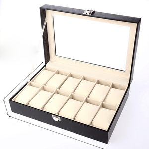 Wholesale Classic Custom Logo 6 Slots 12 Slots Case Watch <b>Storage</b> <b>Boxes</b> Watches Black PU Leather Watch Gift Box - Product Image 2