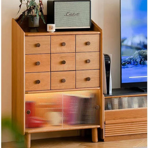 Solid Wood Chest Of Drawers 9 Compartments Cherry Wood Living Room Storage Cabinet Bedroom Side Cabinet Moisture Proof - Product Image 1