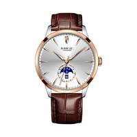 Correa de Cuero de Vaca con Logotipo Personalizado, Reloj Mecánico Miyota de 41 mm, Cristal de Zafiro, Relojes Automáticos Casuales de Negocios para Hombre