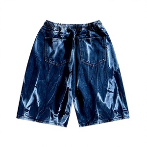 Shorts Bermuda en Denim Uni pour Homme, Taille Élastique, Cordon de Serrage Décontracté, Taille Mi-Haute, 100% Coton Tricoté, Respirant, Écologique, Séchage Rapide - Product Image 2