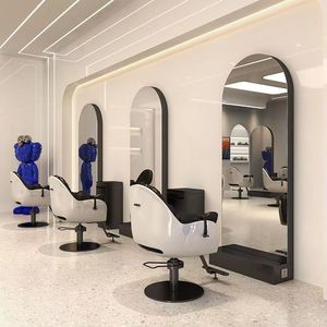 Espejo LED de Cuero para Salón de Belleza, Barbería, Estilo Moderno y Sencillo, Pantalla Táctil, Iluminación Elegante, Comercial - Product Image 5
