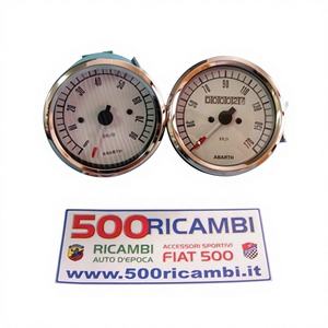 Kit ABARTH para FIAT 500 y 126 Contagiri + Contachilometri con Fondo Blanco STR22-STRUMENTOS y ACCESORIOS - Product Image 1