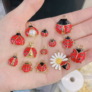 JS1899 delicate piccole 18k oro placcato smalto rosso signora Bug <span class=keywords><strong>coccinella</strong></span> <span class=keywords><strong>coccinella</strong></span> gioielli ciondoli ciondoli - Product Image 2