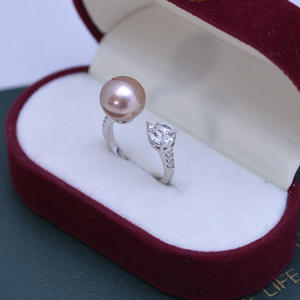 Bague en argent S925 avec perle d'eau douce ronde blanche de 10-11 mm pour femmes, ensemble complet avec une forte brillance et de légères imperfections, édition coréenne de bague ouverte - Product Image 4
