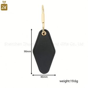 Wholesale Vintage Diamond Shape Black Pu Leather With Brass Oval <b>Key</b> <b>Ring</b> Luxury Gift Car Keychain Holder - Product Image 6