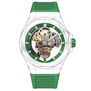 Custom OEM ODM Plastic <b>Skeleton</b> <b>Automatic</b> Mechanical <b>Watch</b> For Men 50M Waterproof Silicone Band Luxury Hollow Mens Wristwatch - Product Image 1