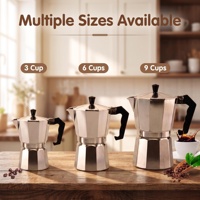 Cafetière Moka Express portable en aluminium léger, 3/6/9 tasses, avec logo personnalisé OEM, pour cuisinière