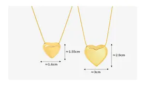 Colgante de corazón Retro minimalista, collar de gota de acero inoxidable Chapado en plata y oro Real de 18K