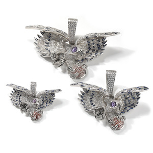 2024 Hip <span class=keywords><strong>Hop</strong></span> Vintage Rap Bijoux Plein Glacé CZ Diamant Oiseau Pendentif Exquis En Laiton Zircon Incrustation Coloré Cuivre Collier - Product Image 1