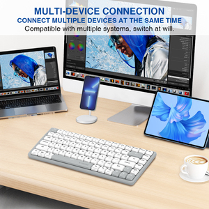 Hỗ trợ tùy biến 84 phím duy nhất ánh sáng backlit có dây + 2.4G + BT RGB hot swappable thấp hơn hồ sơ cơ khí Bàn phím chơi game - Product Image 3