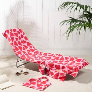 Housse de serviette de chaise longue en microfibre imprimée en 3D pour <span class=keywords><strong>piscine</strong></span>, jardin, hôtel, plage, polyester avec poches latérales - Product Image 1