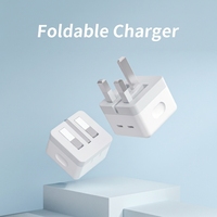 Adaptateur mural USB-C PD 20W, chargeur secteur standard britannique avec câble USB-C de 2 m, 5V/3A, compact et portable