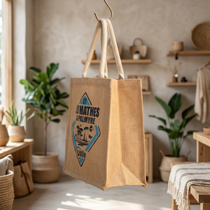 Sac fourre-tout en jute écologique le plus vendu, personnalisable avec logo imprimé, pour le branding d'entreprise, l'emballage de détail et la promotion - Product Image 1