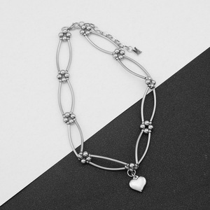 New Personalized Simple Silver Plated Love Heart Shaped Pendant Necklace <b>Titanium</b> Steel Women's Necklaces Fashionable Jewelry - Product Image 5