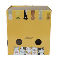 Maison pour chat en carton ondulé en vrac - Modèle de graffiti DIY à imprimé animal de dessin animé pour les importateurs transfrontaliers