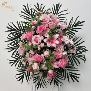 NIKA Nueva Hilera de Flores Artificiales para Funeral, Verde y Amarillo Mixto, para Decoración de Tumbas y Cementerios - Product Image 2