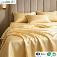 Parure de lit de luxe en soie de mûrier 100% sur mesure, anti-âge, qualité 6A, 19/22/25 Momme, pour hôtels (drap, housse de couette)